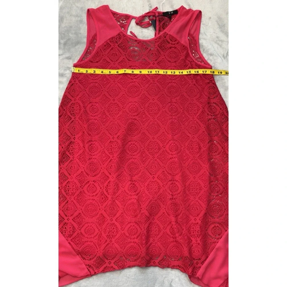 Yest Lace‎ Overlay Sheath Dress Size 6 Pink Handkerchief Hem Sleeveless Festival